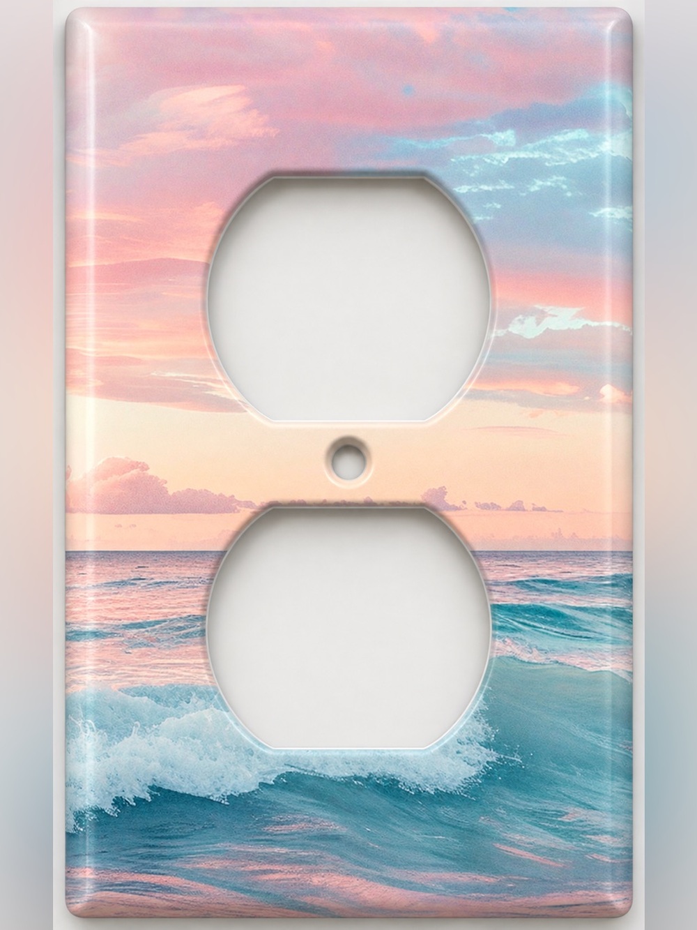 Handmade Pastel Ocean Sunset Duplex Outlet Cover Beach Decor